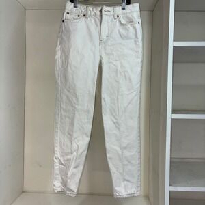 Top Shop White Denim Straight Leg Jeans Womens Mid Rise Classic Fit Casual